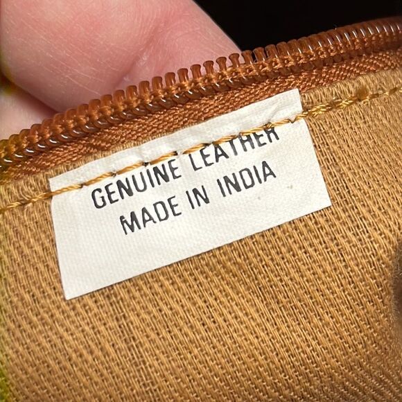 Genuine Leather Camel Shoulder Purse w/ Braided Accent & Silver-Tone Hardware - Picture 12 of 16